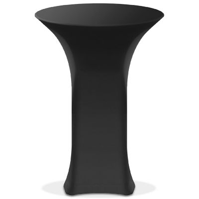 Lann's Linens 32" Round Highboy Cocktail Table Cover, Stretch Spandex Fitted Black Tablecloth Image 1