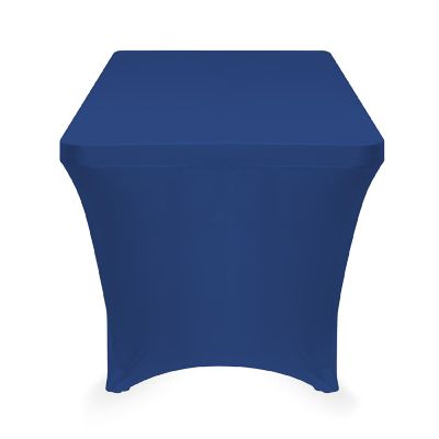 Lann's Linens 4' Fitted Spandex Stretch Fabric Tablecloth Cover for 48" x 24" Table Royal Blue Image 2