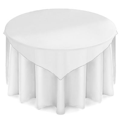 Lann's Linens 5 Organza Overlay Table Toppers 72" Square Wedding Tablecloth Covers - White Image 1