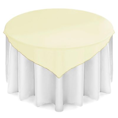Lann's Linens 5 Organza Overlay Table Toppers 72" Square Wedding Tablecloth Covers - Yellow Image 1