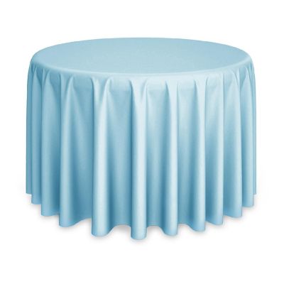 Lann's Linens 5 Pack 120" Round Wedding Banquet Polyester Fabric Tablecloths - Baby Blue Image 1