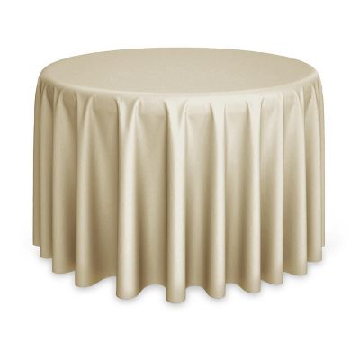 Lann's Linens 5 Pack 132" Round Wedding Banquet Polyester Fabric Tablecloths - Beige Image 1