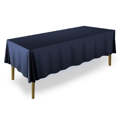 Lann's Linens 5 Pack 60" x 126" Rectangular Wedding Banquet Polyester Tablecloth Navy Blue Image 1