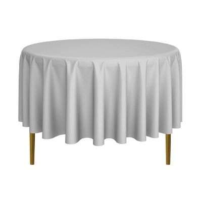 Lann's Linens 5 Pack 90" Round Wedding Banquet Polyester Fabric Tablecloths - Silver Image 1