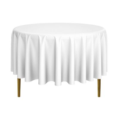 Lann's Linens 5 Pack 90" Round Wedding Banquet Polyester Fabric Tablecloths - White Image 1