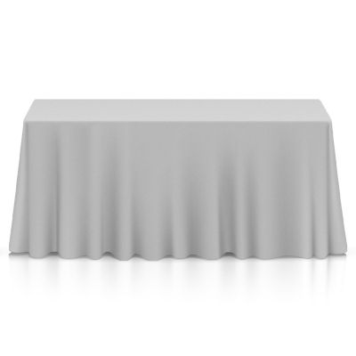 Lann's Linens 5 Pack 90" x 156" Rectangular Wedding Banquet Polyester Tablecloth Silver Image 1