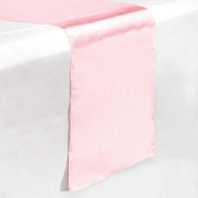 Lann's Linens 5 Satin 12" x 108" Long Wedding Dining Room Table Runners - Pink Image 1
