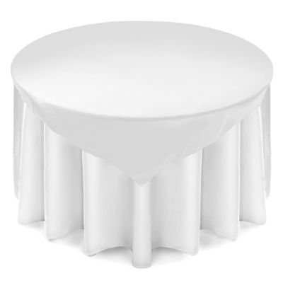 Lann's Linens 5 Satin Overlay Table Topper - 72" Square Wedding Tablecloth Cover - White Image 1