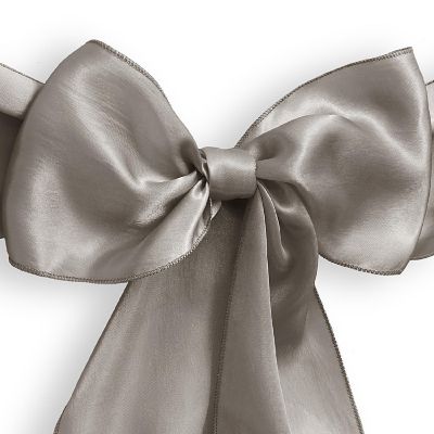 Lann's Linens 50 Satin Wedding Chair Cover Bow Sashes - Ribbon Tie Back Sash - Silver Image 1