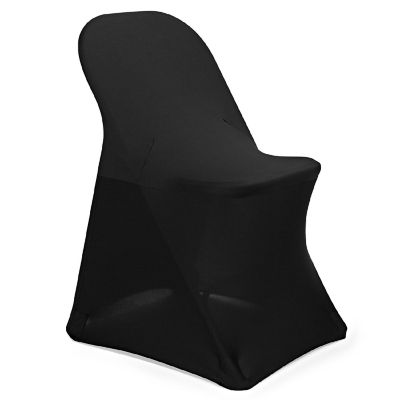 Lann's Linens 50pcs Black Spandex Folding Chair Cover Wedding Party Banquet Fitted Slipcover Image 1