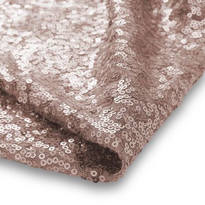 Lann's Linens 50x50 Rose Gold Sequin Sparkly Table Overlay Tablecloth Cover Wedding Party Image 2