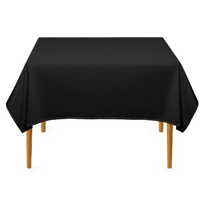 Lann's Linens 54" Square Wedding Banquet Polyester Fabric Tablecloth - Black Image 1