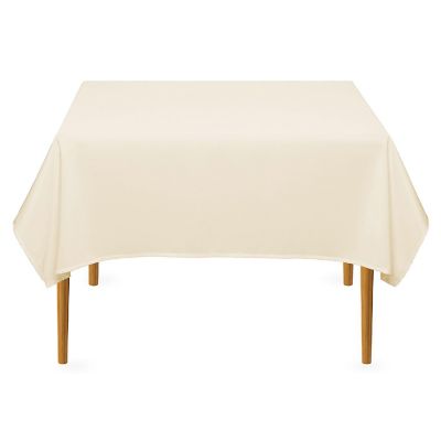 Lann's Linens 54" Square Wedding Banquet Polyester Fabric Tablecloth - Ivory Image 1