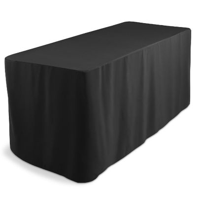 Lann's Linens 6' Fitted Tablecloth Cover with Open Back for Trade Show/Banquet/DJ Table, Black Image 2