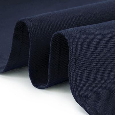Lann's Linens 60" x 102" Rectangular Wedding Banquet Polyester Fabric Tablecloth - Navy Blue Image 2