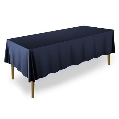 Lann's Linens 60" x 126" Rectangular Wedding Banquet Polyester Fabric Tablecloth - Navy Blue Image 1