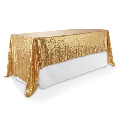 Lann's Linens 60x102 Gold Sequin Sparkly Table Cover Tablecloth Glitter Wedding Party Linens Image 2