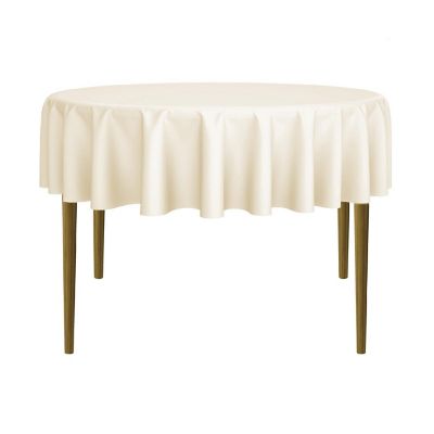 Lann's Linens 70" Round Wedding Banquet Polyester Fabric Tablecloth - Ivory Image 1