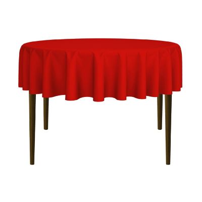 Lann's Linens 70" Round Wedding Banquet Polyester Fabric Tablecloth - Red Image 1