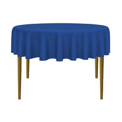 Lann's Linens 70" Round Wedding Banquet Polyester Fabric Tablecloth - Royal Blue Image 1