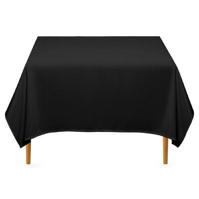 Lann's Linens 70" Square Wedding Banquet Polyester Fabric Tablecloth - Black Image 1