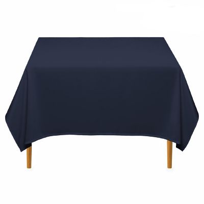 Lann's Linens 70" Square Wedding Banquet Polyester Fabric Tablecloth - Navy Blue Image 1