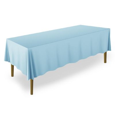 Lann's Linens 70" x 120" Rectangular Wedding Banquet Polyester Fabric Tablecloth - Baby Blue Image 1