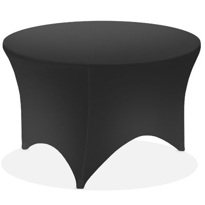 Lann's Linens 72-inch Round Spandex Tablecloth in Black, 6ft Stretch Fitted Table Cover Image 1