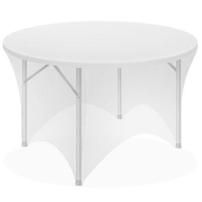 Lann's Linens 72-inch Round Spandex Tablecloth in White, 6ft Stretch Fitted Table Cover Image 1