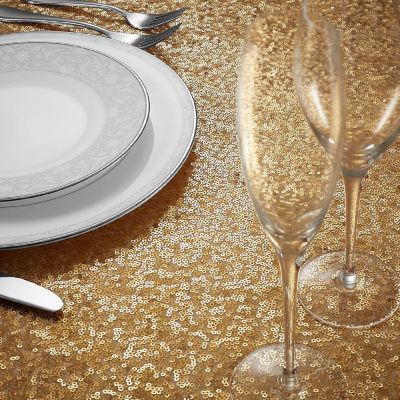 Lann's Linens 72x72 Gold Sequin Sparkly Table Overlay Tablecloth Cover Wedding Party Linens Image 3