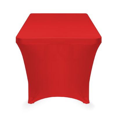 Lann's Linens 8' Fitted Spandex Stretch Fabric Tablecloth Cover for 96" x 30" Table - Red Image 2