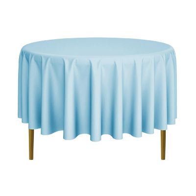 Lann's Linens 90" Round Wedding Banquet Polyester Fabric Tablecloth - Baby Blue Image 1