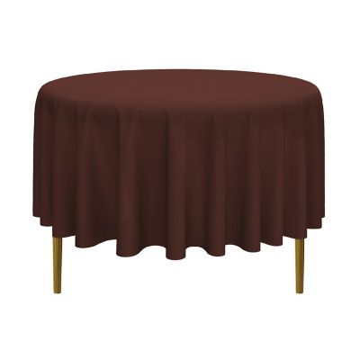 Lann's Linens 90" Round Wedding Banquet Polyester Fabric Tablecloth - Chocolate Brown Image 1