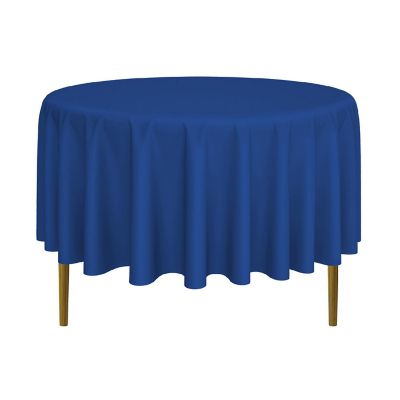 Lann's Linens 90" Round Wedding Banquet Polyester Fabric Tablecloth - Royal Blue Image 1