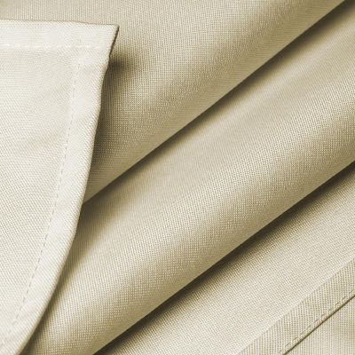 Lann's Linens 90" x 132" Rectangular Wedding Banquet Polyester Fabric Tablecloth - Beige Image 3