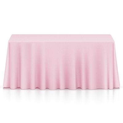 Lann's Linens 90" x 132" Rectangular Wedding Banquet Polyester Fabric Tablecloth - Pink Image 1