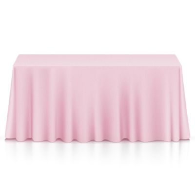 Lann's Linens 90" x 132" Rectangular Wedding Banquet Polyester Fabric Tablecloth - Pink Image 1