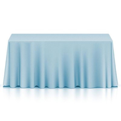 Lann's Linens 90" x 156" Rectangular Wedding Banquet Polyester Fabric Tablecloth - Baby Blue Image 1