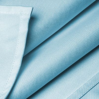 Lann's Linens 90" x 156" Rectangular Wedding Banquet Polyester Fabric Tablecloth - Baby Blue Image 3