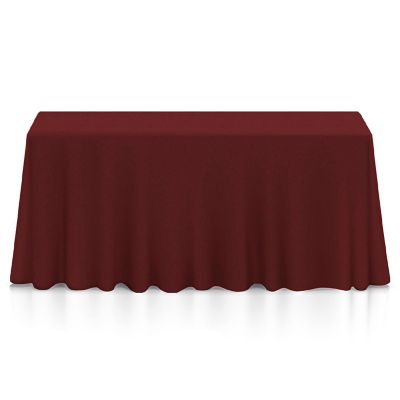 Lann's Linens 90" x 156" Rectangular Wedding Banquet Polyester Fabric Tablecloth - Burgundy Image 1