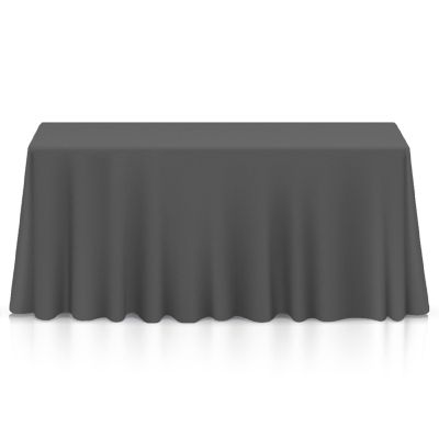 Lann's Linens 90" x 156" Rectangular Wedding Banquet Polyester Fabric Tablecloth - Dark Gray Image 1