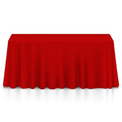 Lann's Linens 90" x 156" Rectangular Wedding Banquet Polyester Fabric Tablecloth - Red Image 1