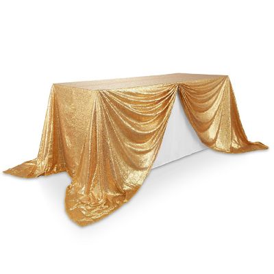 Lann's Linens 90x132 Gold Sequin Sparkly Table Cover Tablecloth Glitter Wedding Party Linens Image 1