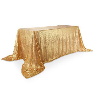 Lann's Linens 90x132 Gold Sequin Sparkly Table Cover Tablecloth Glitter Wedding Party Linens Image 2