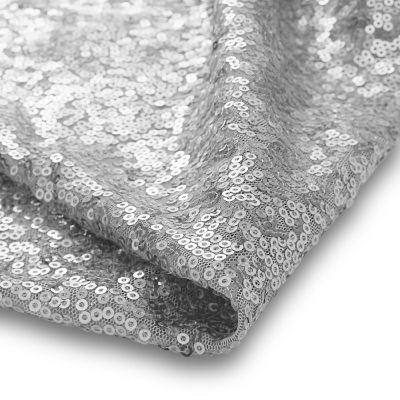 Lann's Linens 90x156 Silver Sequin Sparkly Table Cover Tablecloth Glitter Wedding Party Linens Image 3