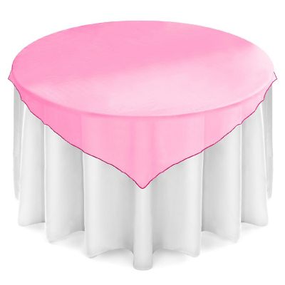 Lann's Linens Organza Wedding Table Overlay - Tablecloth Topper (72" Square - Fuchsia) Image 1