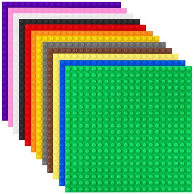Large Classic Stackable Baseplates, Building Bricks For Towers, Rainbow Colors, 12 Pack, 10x10 Inches Image 1