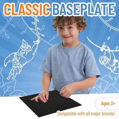 Large Classic Stackable Baseplates, For Building Bricks, Bases for Tables, Mats, and More, Black, 1 Piece, 10x10 Inches Image 1