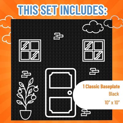 Large Classic Stackable Baseplates, For Building Bricks, Bases for Tables, Mats, and More, Black, 1 Piece, 10x10 Inches Image 2