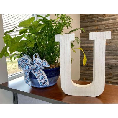 Large Decorative Free Standing White Decorative Monogram Wood Letter Image 1